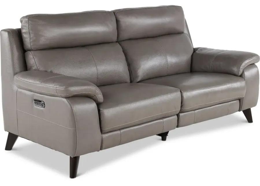 Venice Gray Leather-Match Power Reclining Loveseat