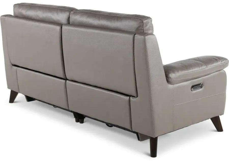 Venice Gray Leather-Match Power Reclining Loveseat