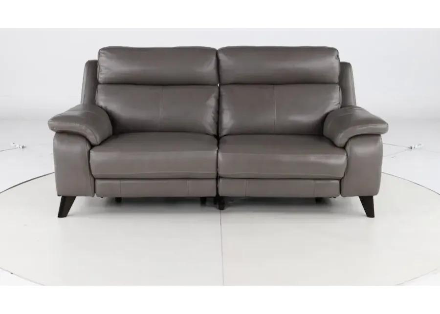 Venice Gray Leather-Match Power Reclining Loveseat