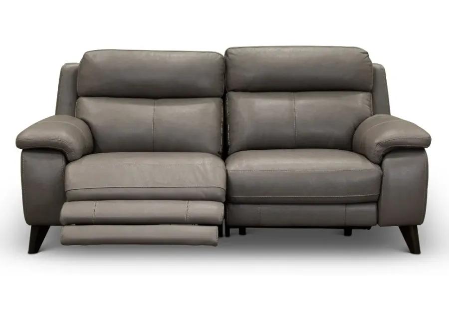 Venice Gray Leather-Match Power Reclining Loveseat