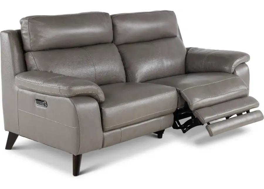 Venice Gray Leather-Match Power Reclining Loveseat