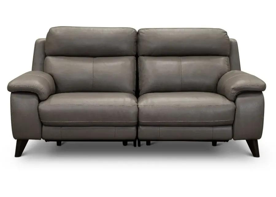 Venice Gray Leather-Match Power Reclining Loveseat