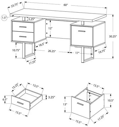 Brown Wood Grain Look and Metal Computer Desk