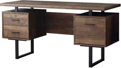 Brown Wood Grain Look and Metal Computer Desk