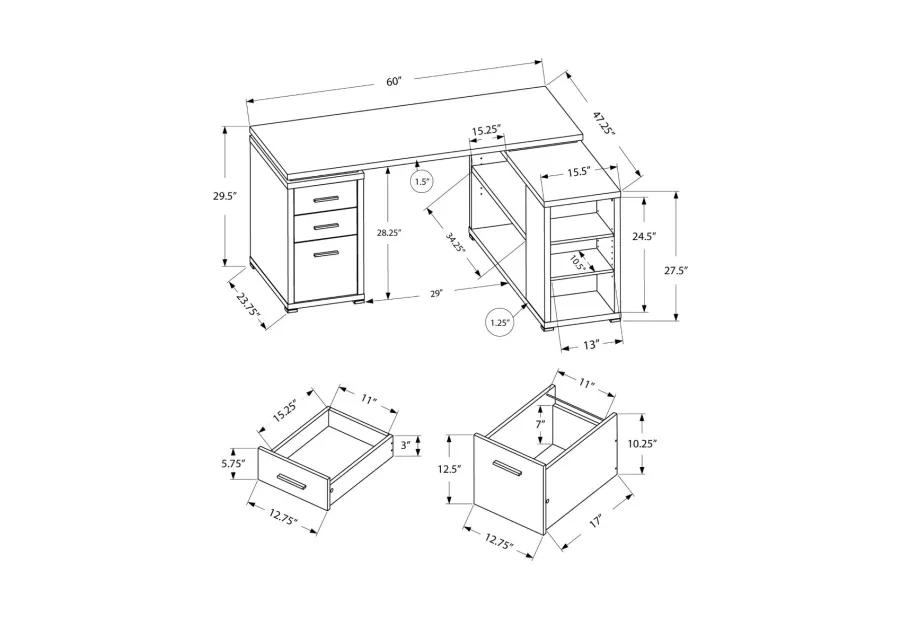 Brown Wood Grain Corner Computer Desk