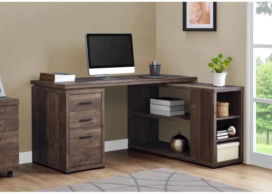 Brown Wood Grain Corner Computer Desk