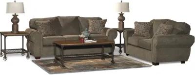 Southport Brown 7 Piece Living Room Set with Sofa Bed