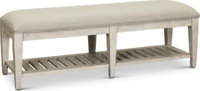 Heartland Antique White Upholstered Bed Bench