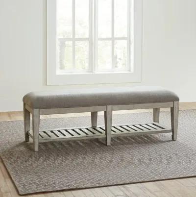 Heartland Antique White Upholstered Bed Bench