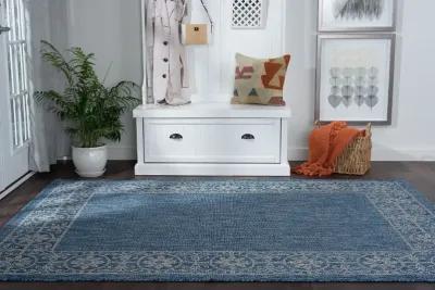 Veranda 8 x 10 Border Indigo Blue Indoor-Outdoor Rug