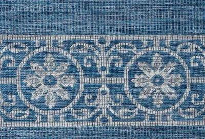 Veranda 8 x 10 Border Indigo Blue Indoor-Outdoor Rug