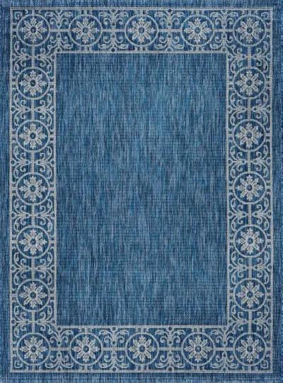 Veranda 8 x 10 Border Indigo Blue Indoor-Outdoor Rug