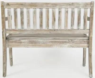 Artisan Washed Gray Craft Slat Back Storage Bench