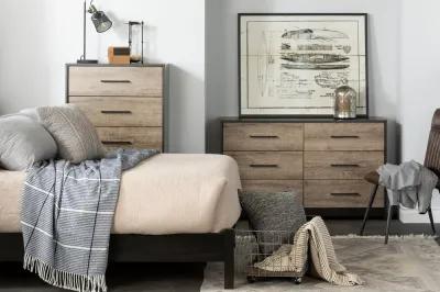 Modern Weathered Oak and Brown 5 Drawer Chest - South Shore