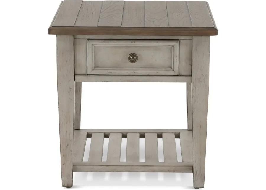 Heartland Weathered White Oak End Table with Drawer