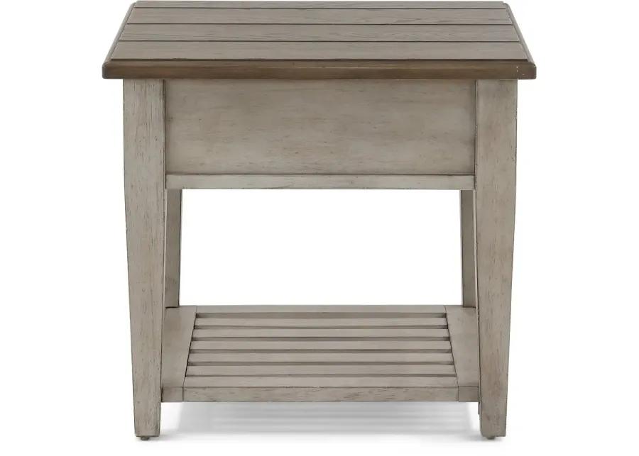 Heartland Weathered White Oak End Table with Drawer