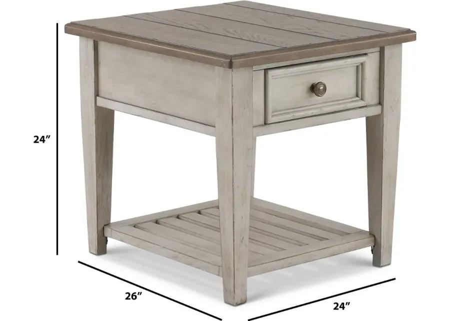 Heartland Weathered White Oak End Table with Drawer