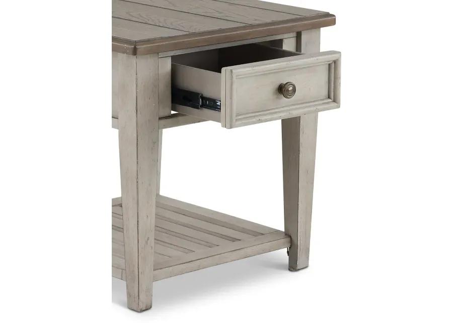 Heartland Weathered White Oak End Table with Drawer