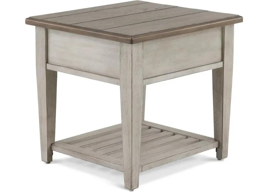 Heartland Weathered White Oak End Table with Drawer