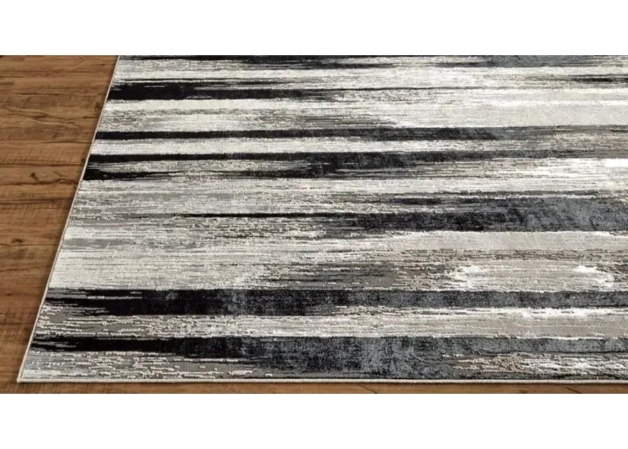 5 x 8 Medium Contemporary Black and Silver Area Rug - Micah