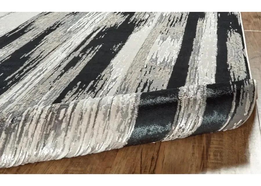 5 x 8 Medium Contemporary Black and Silver Area Rug - Micah