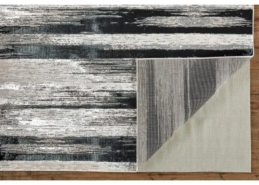 5 x 8 Medium Contemporary Black and Silver Area Rug - Micah