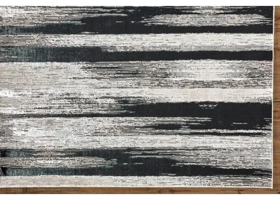 5 x 8 Medium Contemporary Black and Silver Area Rug - Micah