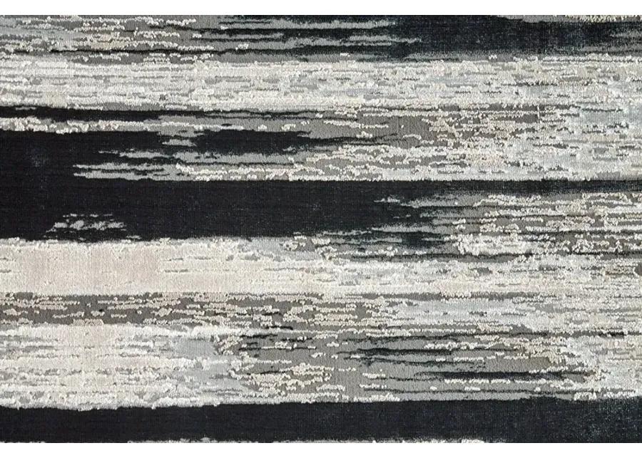 5 x 8 Medium Contemporary Black and Silver Area Rug - Micah