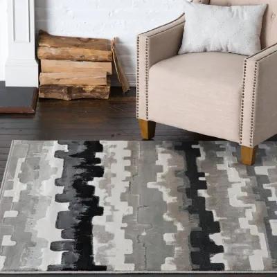 5 x 8 Medium Erasto White, Gray, and Black Area Rug - Milan