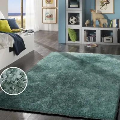 Shaggy Viscose 5 x 7 Marine Blue Shag Rug