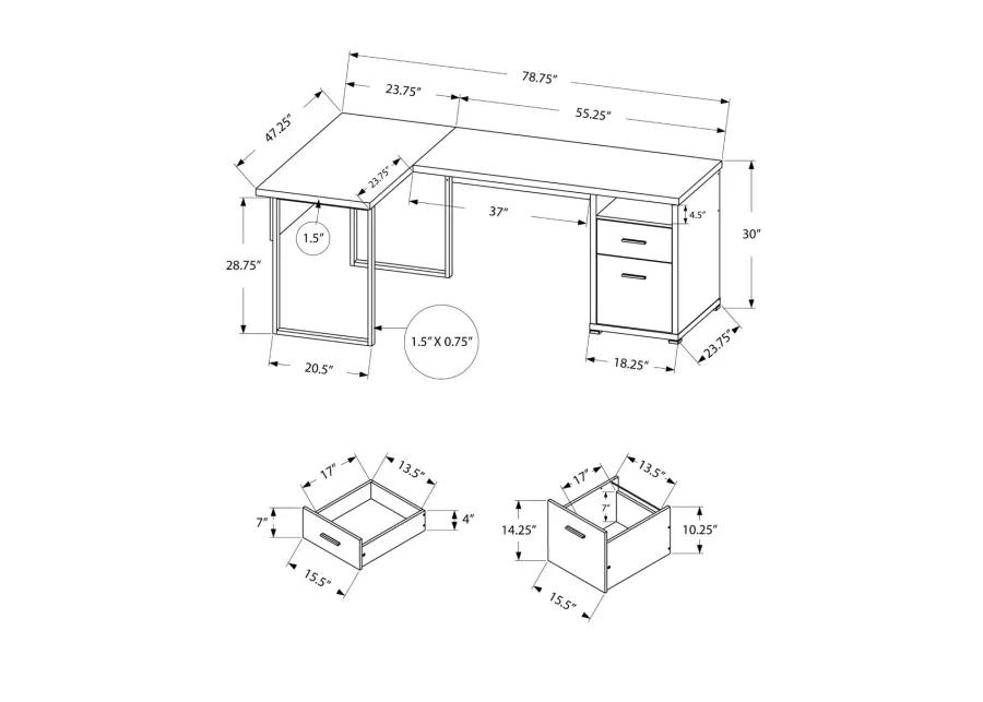 Dark Taupe L-Shaped Computer Desk