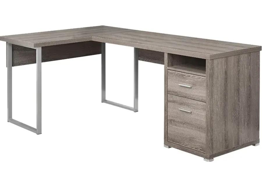 Dark Taupe L-Shaped Computer Desk