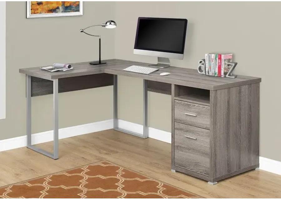 Dark Taupe L-Shaped Computer Desk