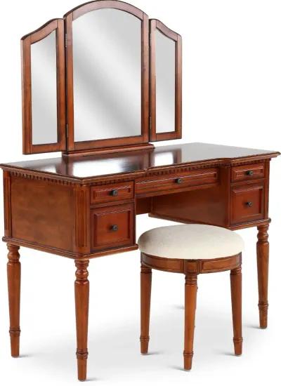 Warm Cherry Traditional Vanity Set