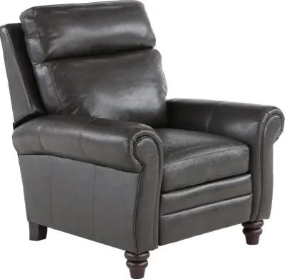 Fresh Twilight Gray Leather-Match High Leg Power Recliner