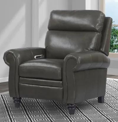 Fresh Twilight Gray Leather-Match High Leg Power Recliner