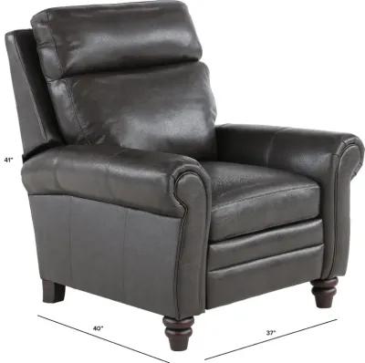 Fresh Twilight Gray Leather-Match High Leg Power Recliner