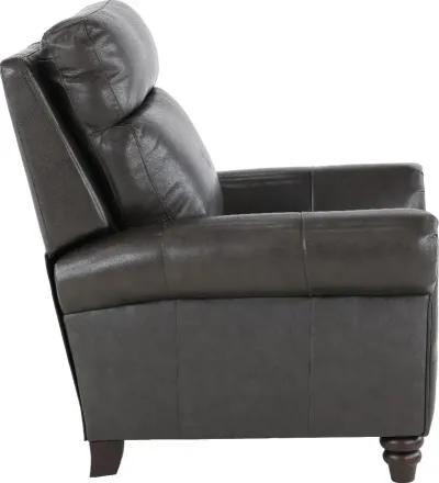 Fresh Twilight Gray Leather-Match High Leg Power Recliner