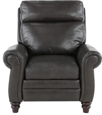 Fresh Twilight Gray Leather-Match High Leg Power Recliner