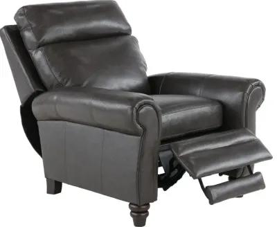 Fresh Twilight Gray Leather-Match High Leg Power Recliner