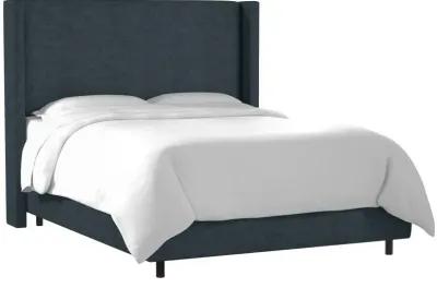 Penelope Navy Upholstered Wingback King Bed - Skyline Furniture