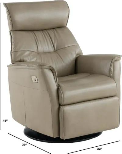 Captain Beige Standard Leather Swivel Glider Power Recliner