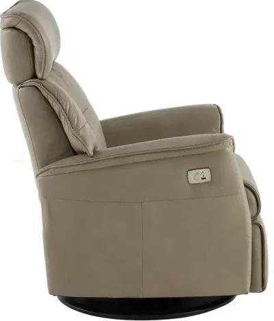 Captain Beige Standard Leather Swivel Glider Power Recliner