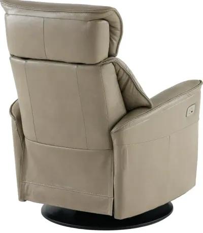 Captain Beige Standard Leather Swivel Glider Power Recliner