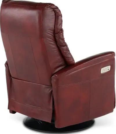 Boston Burgundy Leather Large Swivel Glider Power Recliner