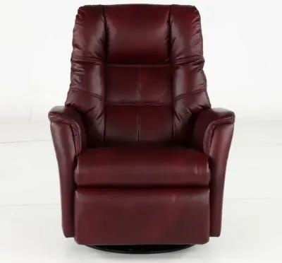 Boston Burgundy Leather Large Swivel Glider Power Recliner