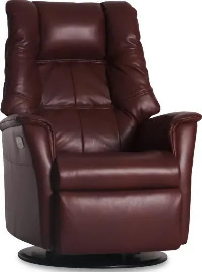 Boston Burgundy Leather Large Swivel Glider Power Recliner