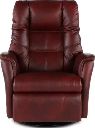 Boston Burgundy Leather Large Swivel Glider Power Recliner