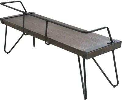 Stefani Industrial Metal and Walnut Wood Bench