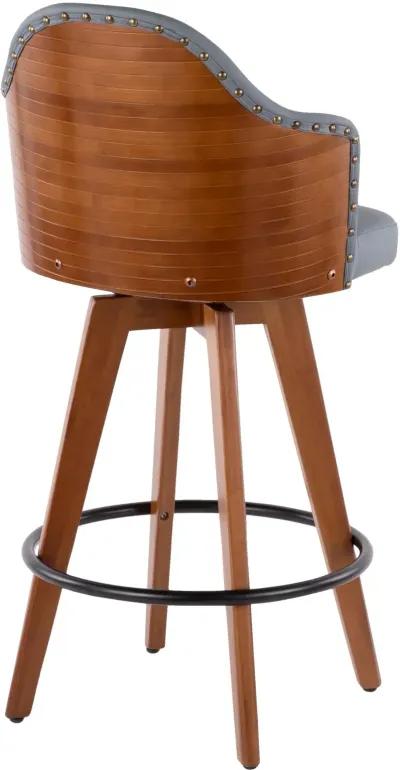 Ahoy Walnut and Gray 26 Inch Swivel Counter Height Stool